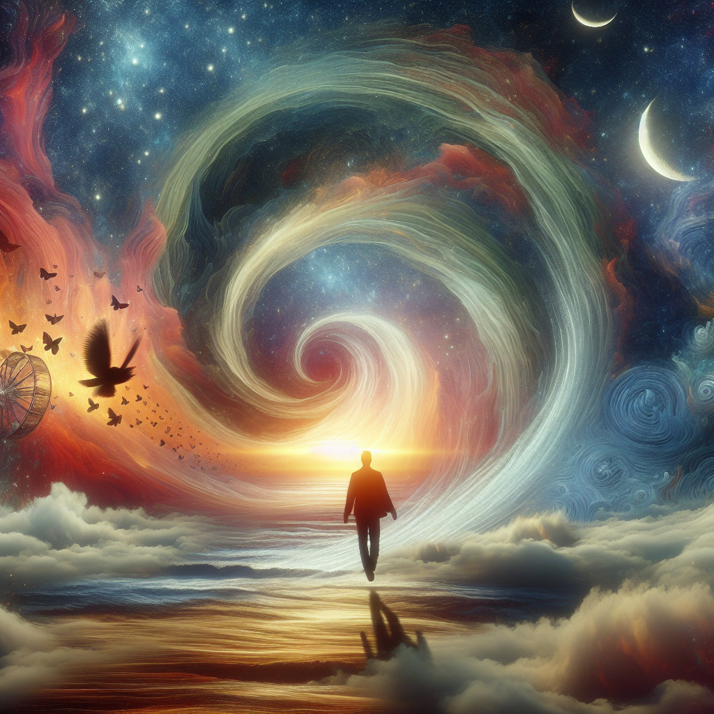 Künstlerische Interpretation des Traumsymbols: Rückwärtsgehen