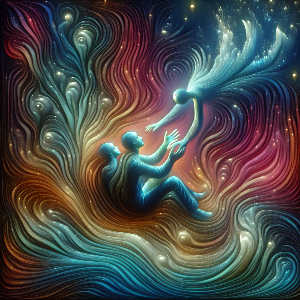 Künstlerische Interpretation des Traumsymbols: Um Hilfe bitten